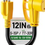 POWGRN RV Power Adapter 30A to 15A Male to Female 12in Black Cord-0
